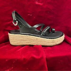 AEROSOLES PLATFORM BLACK AND TAN ESPADRILLES SANDALS -  WOMEN Size 6.5